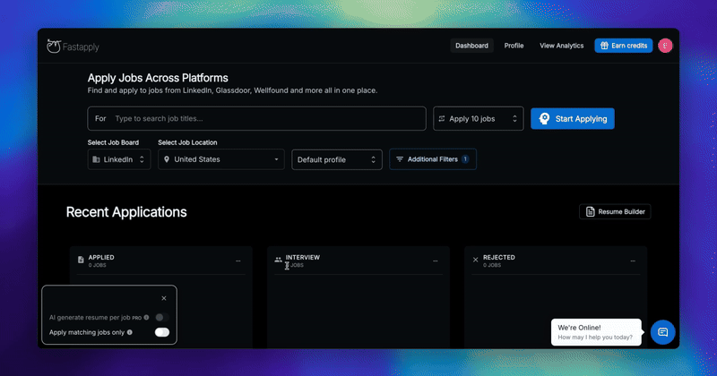 Setting job preferences demo